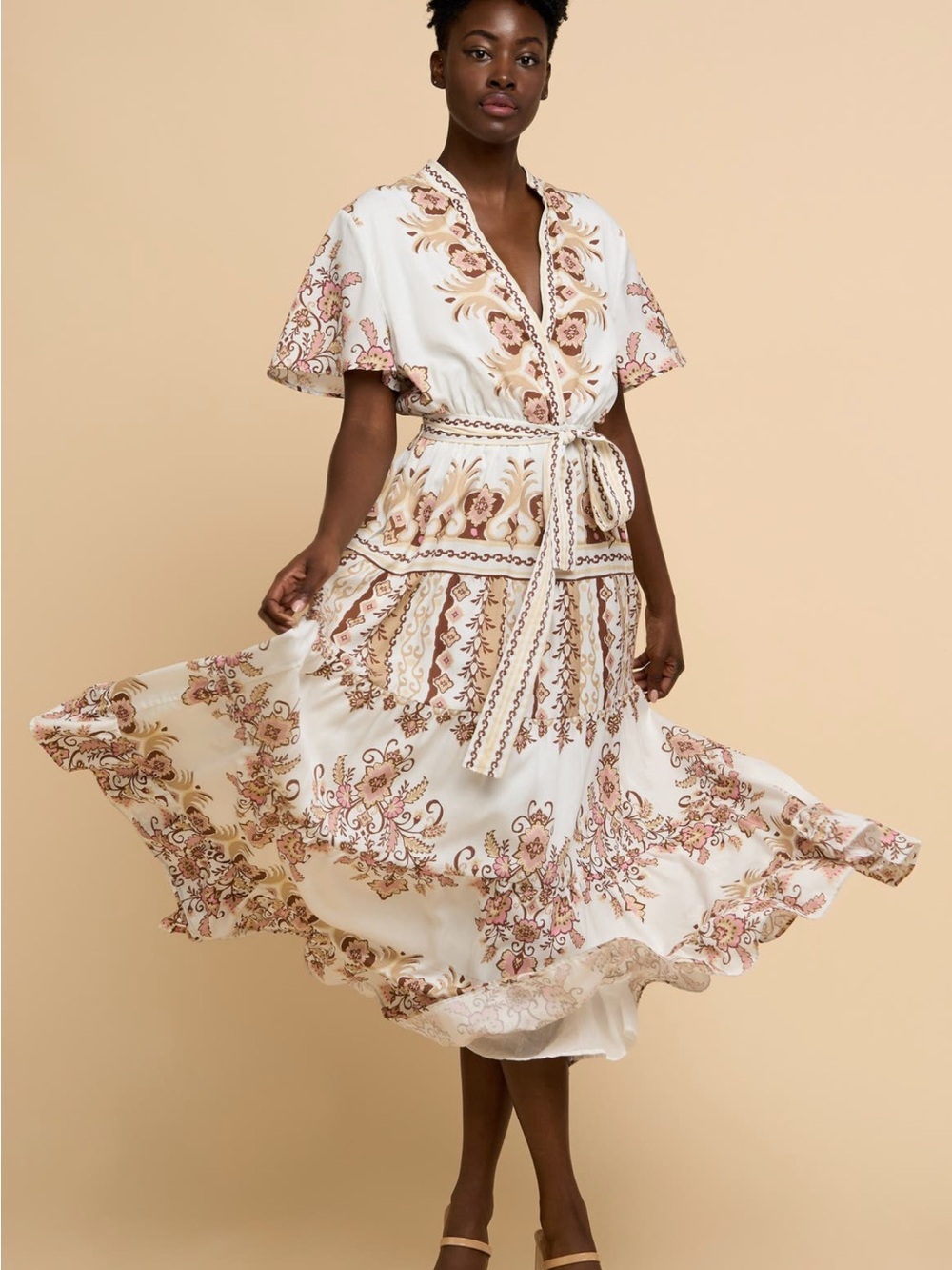 NWT Ciebon Thessa Floral Print Tie Waist Maxi Dress - Picture 4 of 6
